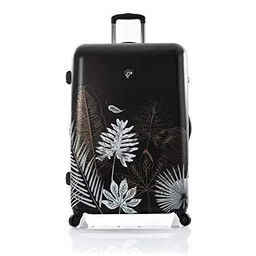 suitcase for street styles -Heys Oasis Black Gold Leaf 30" Fashion Spinner