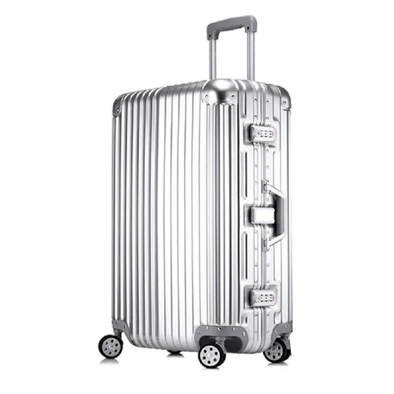 suitcase with hybrid design -Trolley Suitcase, Caster Suitcase Trolley Suitcase, Retractable Suitcase, Hard-Shell Suitcase With Tsa Lock And 4 Casters, Silver, 22 inch