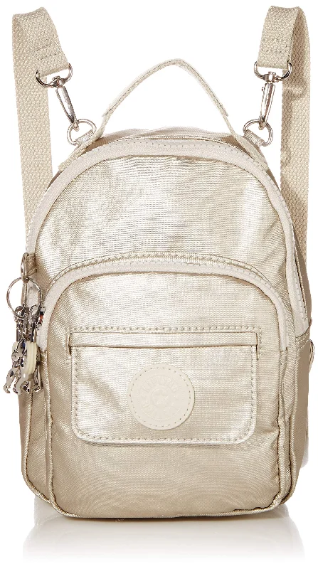 backpack with retro straps -Kipling womens Alber 3-In-1 Convertible Mini Backpack, cloud Metal, One Size