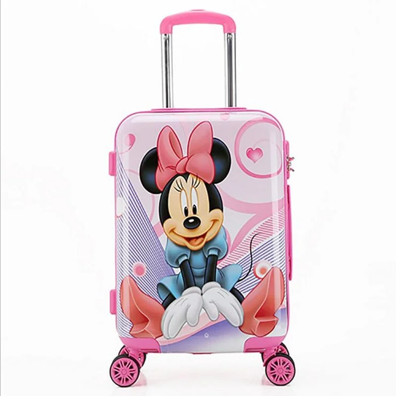 suitcase for grand trips -New Unisex Cartoon 16"18"19"20" Rolling Luggage Kids Travel Cartoon Child Trolley Case Climb Stairs