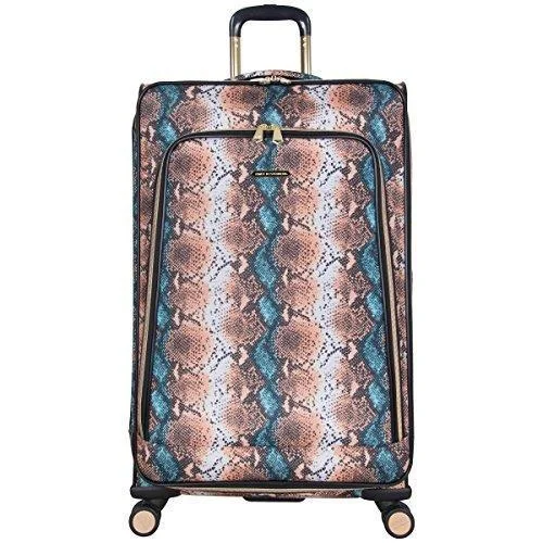 suitcase with firm ties -Aimee Kestenberg Women'S Bali 28" 600D Printed Polyester Expandable 8-Wheel Upright Luggage, Blue