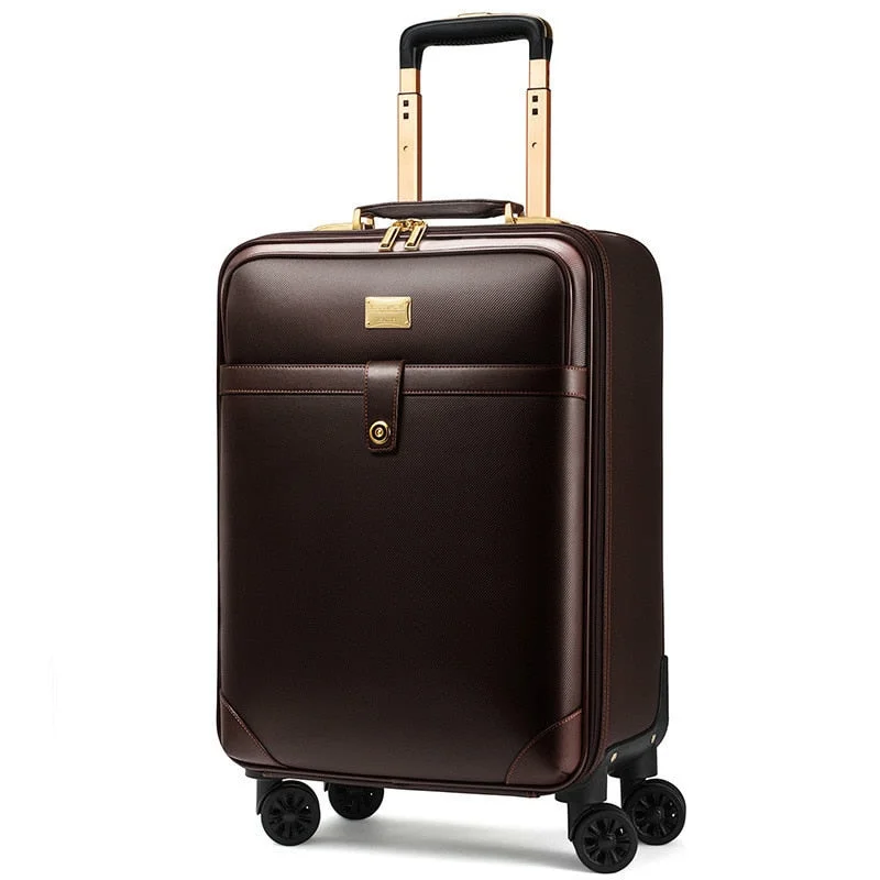 suitcase for solo journeys -Luxury Travel Suitcase Rolling Spinner Luggage Women Trolley Case 24Inch Wheels Man 20Inch Box