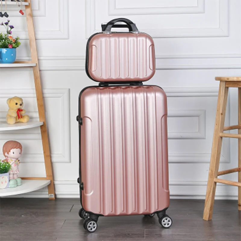 suitcase for arid regions -Rolling Luggage 2Pcs 14+24 26" Suitcase Trolley Abs + Pc Travel Bag Suitcase Student Password Box