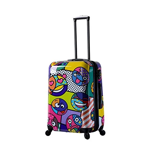 budget suitcase for overseas flights -Mia Toro Italy Emojis Hardside 24 Inch Spinner, Multi-Color