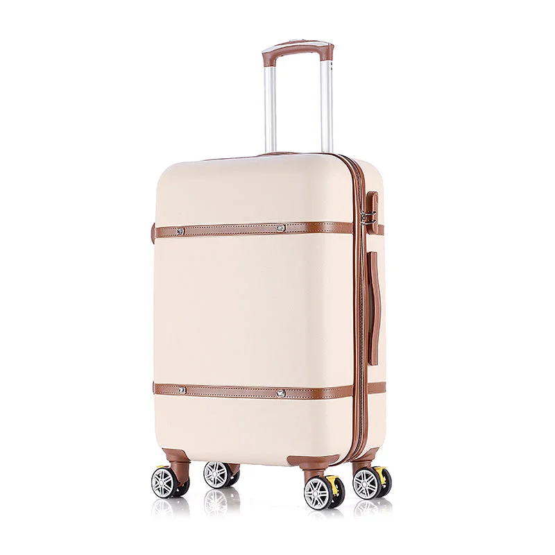 sustainable suitcase with recycled materials -Retro Luggage Trolley Luggage Female 24 Universal Wheels Luggage Bag Travel Bag 20 Box,Retro Abs=Pc