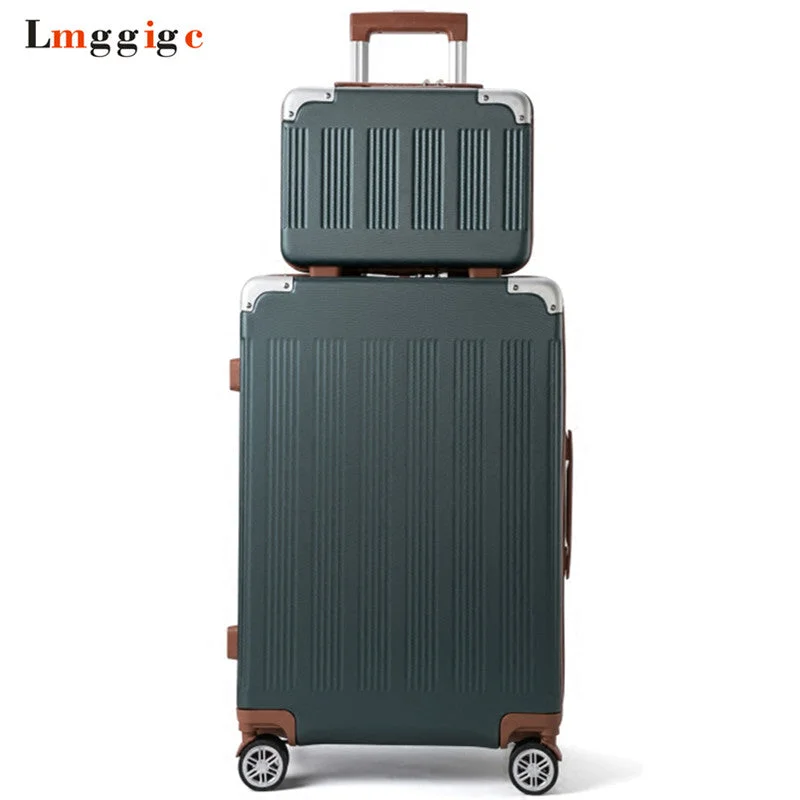 suitcase with sharp fabric -New Rolling Suitcase Bag Set,Travel Luggage With Handbag ,Women Trolley Case With Wheel, Abs