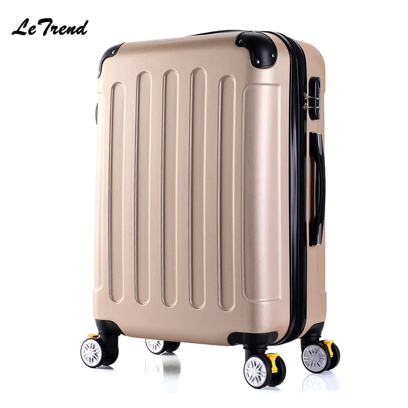 suitcase with unique fabric -Letrend New Fashion Korean Abs+Pc Rolling Luggage Trolley Men Travel Bag 20 Inch Boarding Box Women