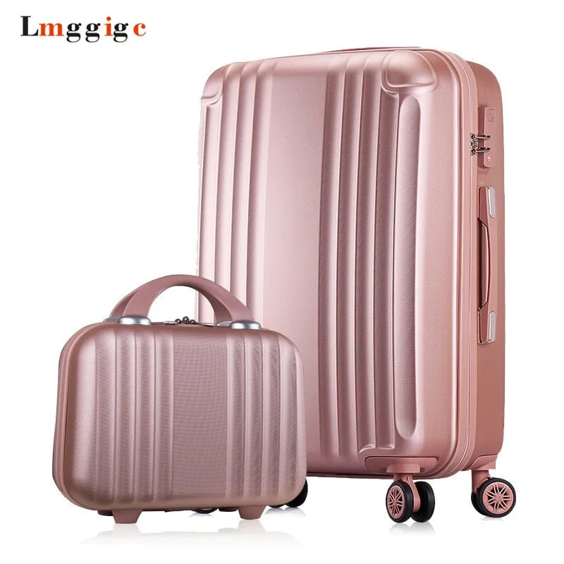 suitcase for young travelers -Women Luggage With Handbag,Candy Colors Suitcase Bag Set,New Abs Travel Case,Rolling Trip Box