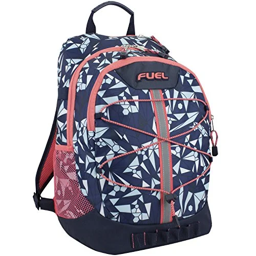 backpack with hardy ties -Fuel Terra Sport Spacious School Backpack With Front Bungee, Blue/Coral