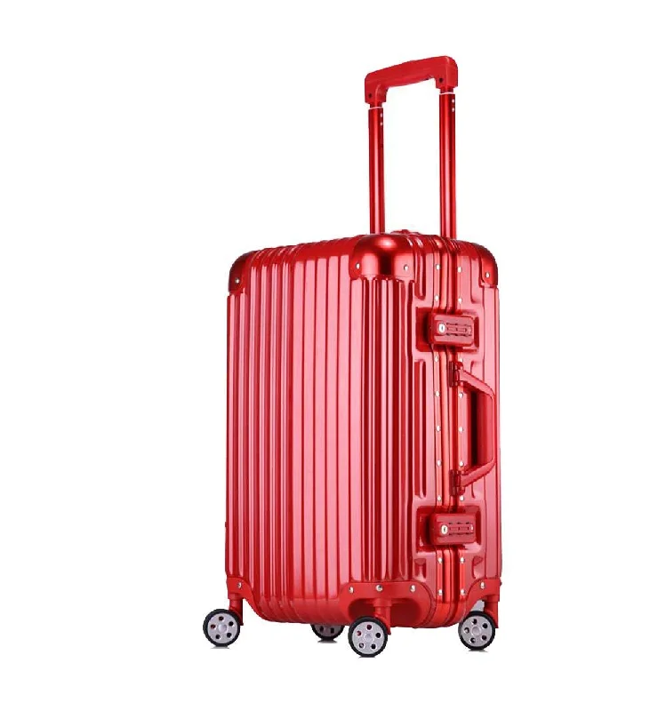 suitcase with silent wheels -Trolley Suitcase, Caster Suitcase Trolley Suitcase, Retractable Suitcase, Hard-Shell Suitcase With Tsa Lock And 4 Casters, Red, 22 inch