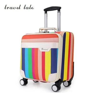 suitcase with tough shell -Travel Tale The Colours Of The Rainbow Pu 18"  Rolling Luggage Spinner Brand Travel Suitcase