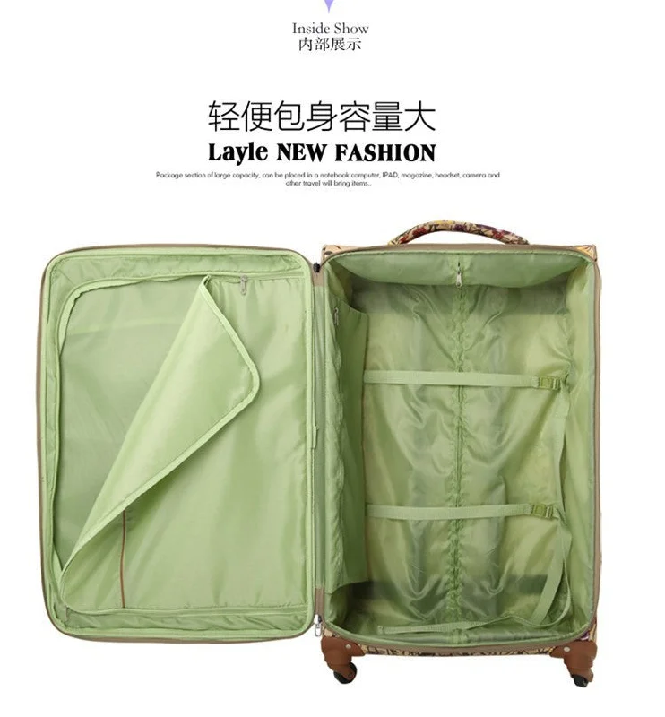 suitcase for icy adventures -Wholesale!20 24 28" Oxford Fabric Flower Printed Trolley Luggage Suitcases Bags Set,Large