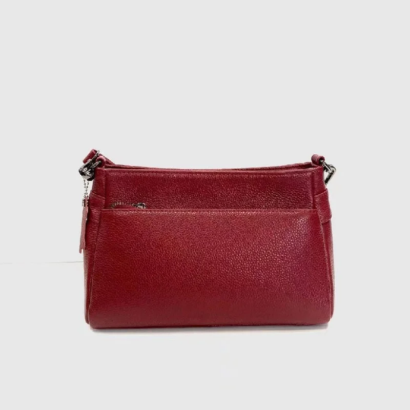 Red leather shoulder bag for spring-Caroline Hobo Handbag Shoulder Bag Crossbody Soft Genuine Leather