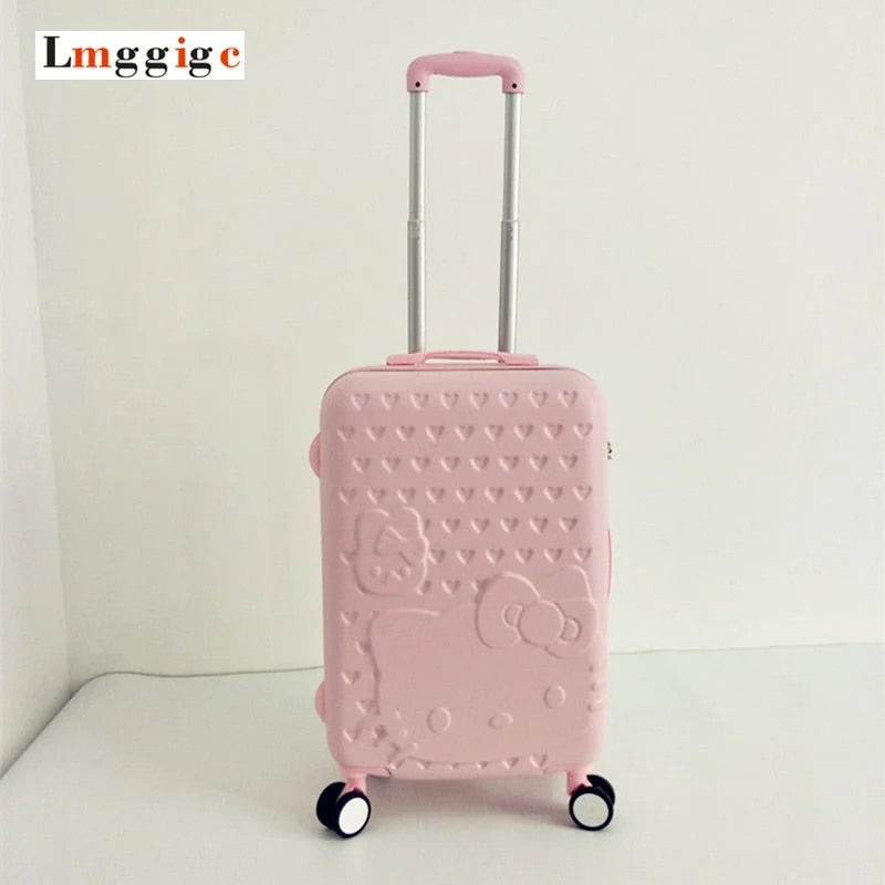 suitcase for craft trips -Hello Kitty Luggage Bag ,Women Suitcase,Fashion Abs Cartoon Travel Box,Rolling Carry On,Trolley