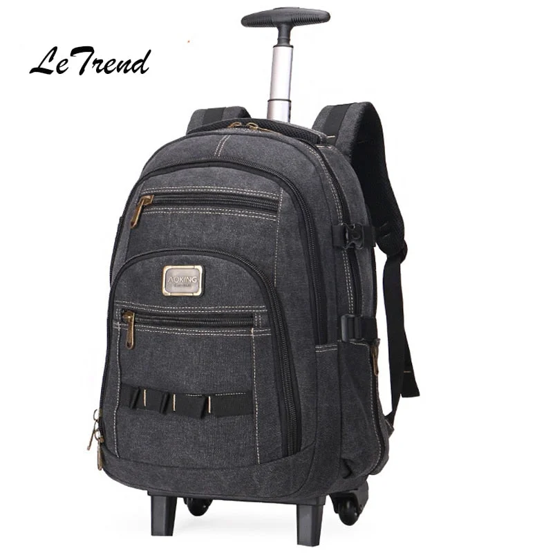 suitcase for island vacations -Letrend Business Travel Bag Large Capacity Suitcases Wheels Men Shoulder Backpack Rolling Luggage