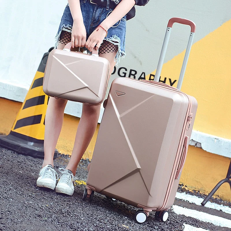 suitcase with fresh patterns -Wholesale!14 22Inches Abs Lovely Color Case Travel Luggage On Universal Wheels For Young