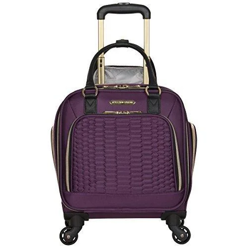 duffel bags with thin build -Aimee Kestenberg Women'S Polyester Twill Double Pocket Quilted Python 4-Wheel Underseater, Plum