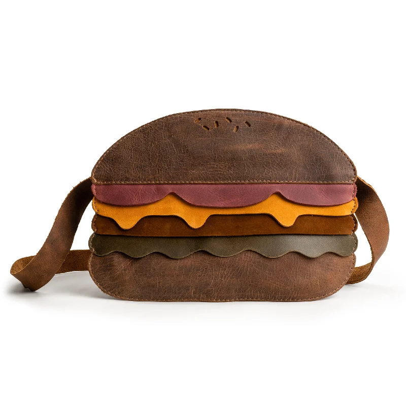 Blue satin shoulder bag for school-Burger-Shaped Shoulder Bag