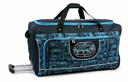 duffel bags with rugged straps -Ecko Unltd. 32 Inch Alpha Rolling Duffel, Navy/Light Blue, One Size