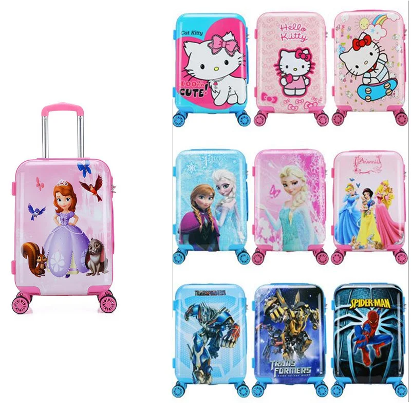 suitcase for dry styles -New 20 Inch Cartoon Children Rolling Luggage Kid Suitcase Boy Girl Princess Abs Trolley Case