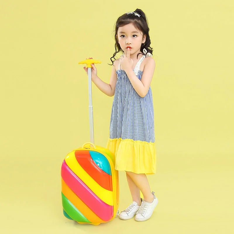 suitcase for glamping trips -Children'S Luminous One-Way Wheel Trolley Case,3D Rainbow Suitcase,16"Cartoon Boarding