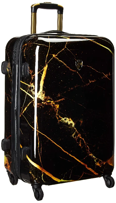 suitcase with minimalist look -Heys America Unisex Portoro Marble 26" Spinner Black/Gold One Size