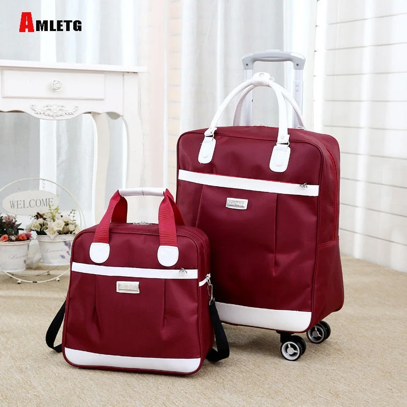 suitcase for state getaways -New Hot Fashion Women Brand Casual Stripes Case Rolling Rolling Luggage Trolley Luggage Trolley