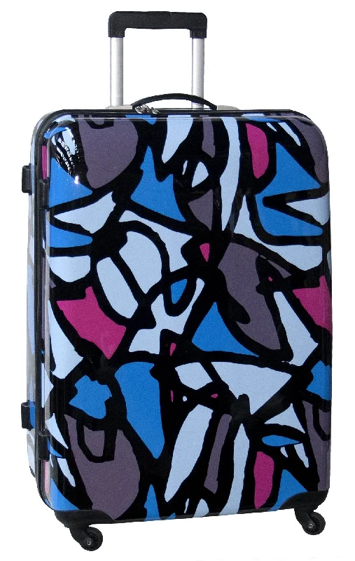 suitcase with impact-resistant edges -Ed Heck Looking Cool Hardside 25" Spinner, Blue