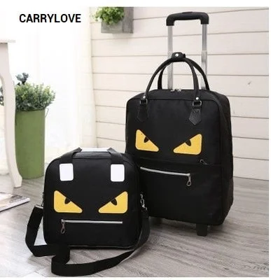 suitcase for earth trips -Carrylove Cartoon Luggage Series 16/18 Size  Boarding Handbag+Rolling Luggage Spinner Brand