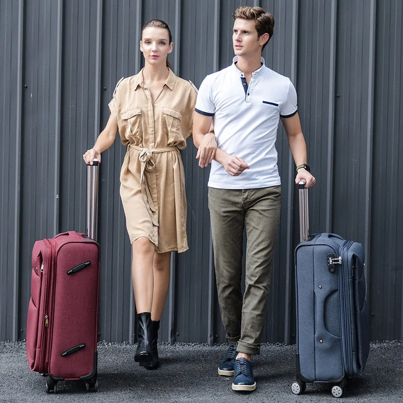 suitcase with classic colors -Cool Fluid Oxford Fabric Box Luggage Female Universal Wheels Trolley Luggage Bag Travel Bag Male