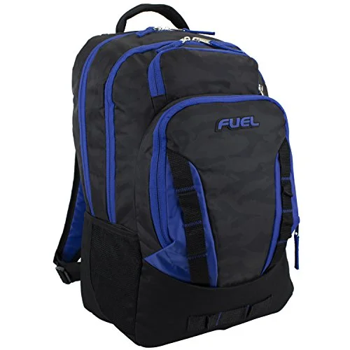 backpack with bold ties -Fuel Escape Travel Backpack, School Bookbag, Durable Camping Or Hiking Backpack - Black/Blue