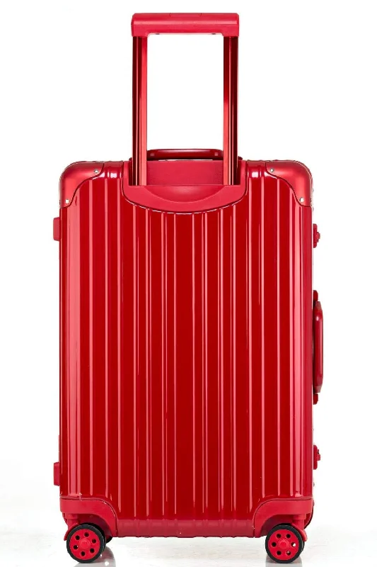 suitcase for mature travelers -Swivel Wheel Trolley Case, Aluminum Frame Travel Case, Swivel Wheel Trolley Case + Pc Vertical Suitcase, Red, 26 inch