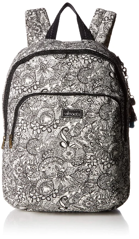 backpack with dual straps -Sakroots Unisex-adults Artist Circle Medium Backpack, Black/White Spirit Desert