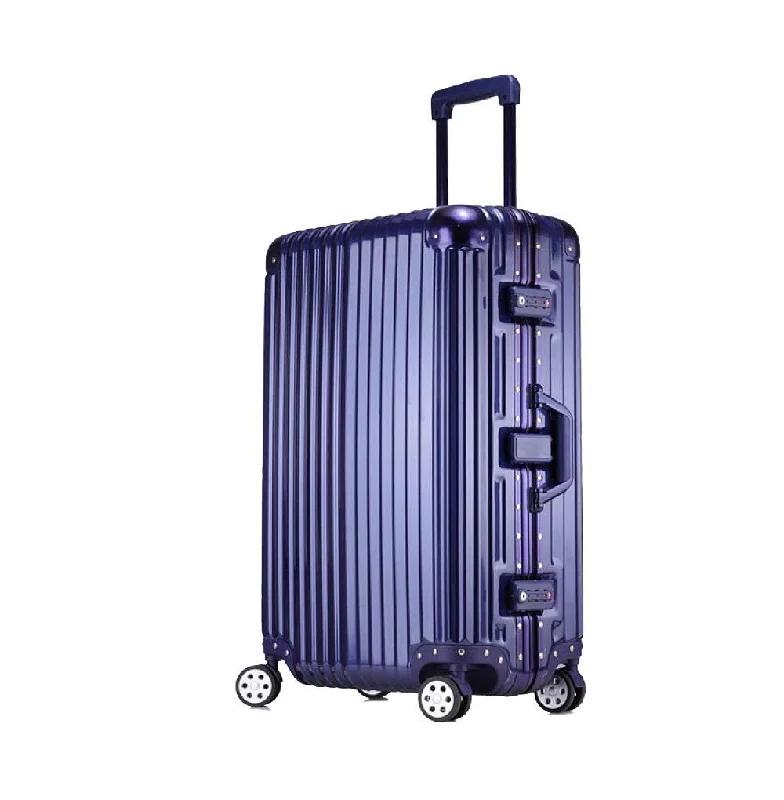 suitcase with sturdy grips -Trolley Suitcase, Caster Suitcase Trolley Suitcase, Retractable Suitcase, Hard-Shell Suitcase With Tsa Lock And 4 Casters, Blue, 24 inch