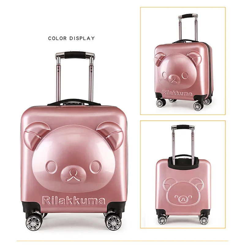 economical suitcase for quick trips -18/20 Inch Pc+ Abs Girl Cartoon Pull Rod Box Trolley Case 3D Child Travel Luggage Anime Suitcase