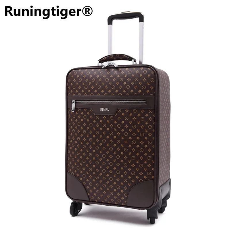 suitcase for sunny retreats -High-End Luxury Pu Rolling Luggage Rotator Men'S Luggage 16"20"22"24" Inch Business Class Travel