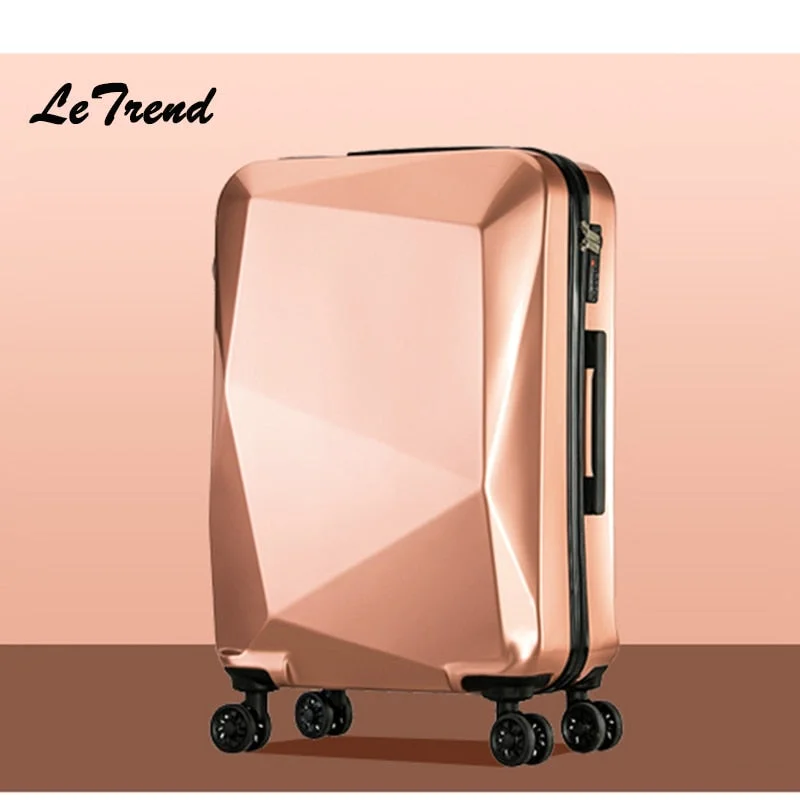 suitcase with deep sections -Letrend Unique Design  Women Suitcases Wheel Trolley Rolling Luggage Spinner Travel Bag Carry On