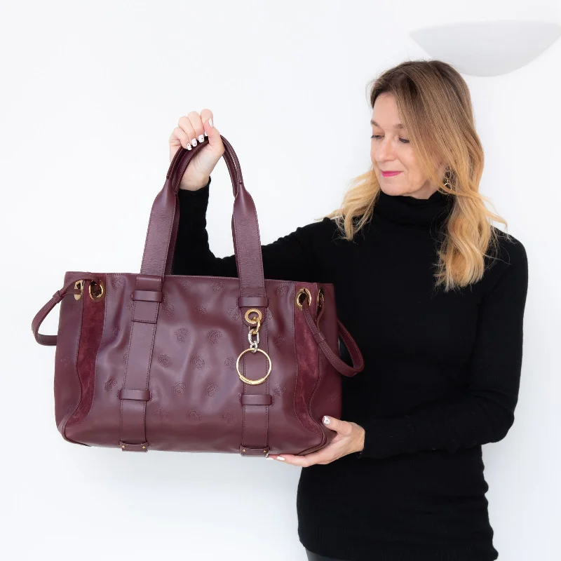 Red nylon shoulder bag for summer-Chloe Large Burgundy Leather And Suede Shoulder Bag