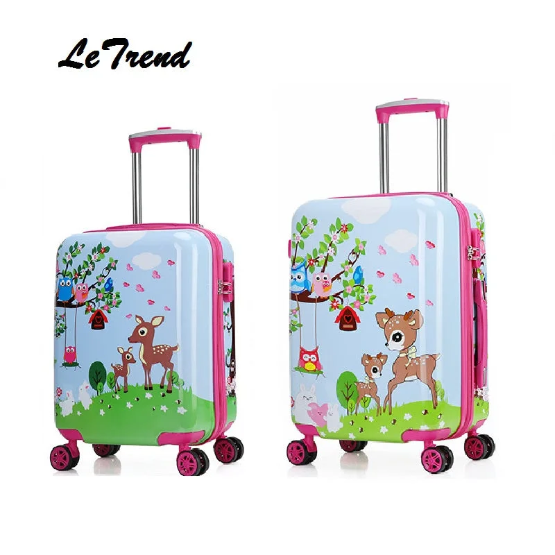 suitcase with solid zippers -New Fashion 19'20' Cute Cartoon Suitcases Wheel Kids Boys And Girls Rolling Luggage Spinner Trolley