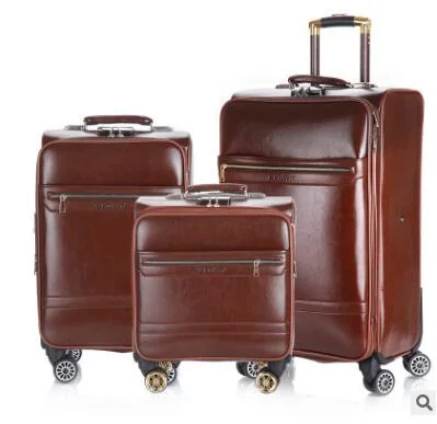 suitcase for older adults -18 Inch 20 Inch Men Spinner Suitcase Luggage 24 Trolley Suitcase Pu Travel Rolling Baggage Bag On