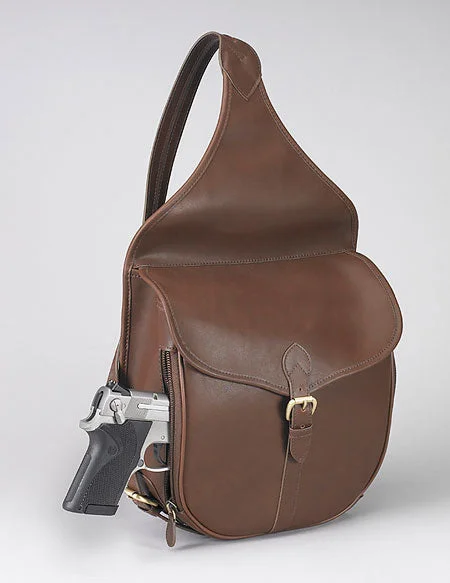 Eco-friendly green shoulder bag online-GTM Concealed Carry Leather Shoulder Saddlebag Mocha Brown