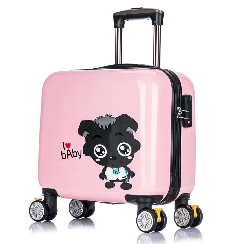 suitcase for extended journeys -New Arrival!Children'S Lovely Cartoon Travel Luggage Bags On Universal Wheels,16Inches Pink Abs