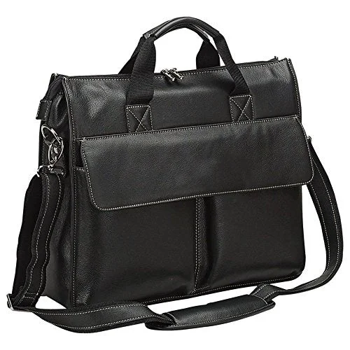 duffel bags with soft straps -Bellino Leather Briefcase Black