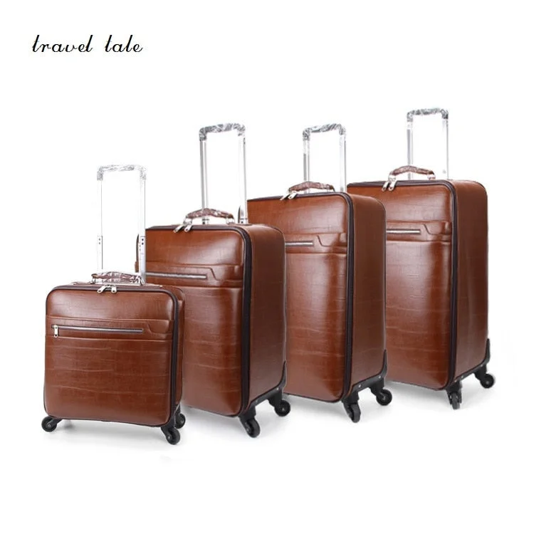 suitcase with bold styles -Travel Tale Concise And High-End Business Pu 16/20/22/24 Inch Size Rolling Luggage Spinner Brand