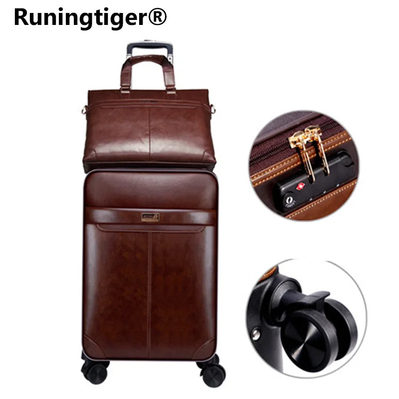 suitcase for early spring -16"20"24"Luxury Luggage Suitcase Bag Waterproof Pu Leather Travel Box With Wheel Rolling Trolley