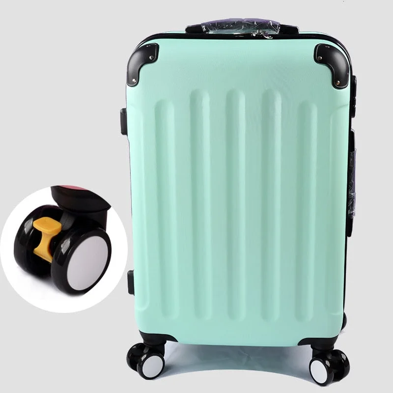 suitcase for free getaways -Wholesale!High Quality 22Inches Candy Color Abs Pc Travel Luggage Bags On Brake Universal