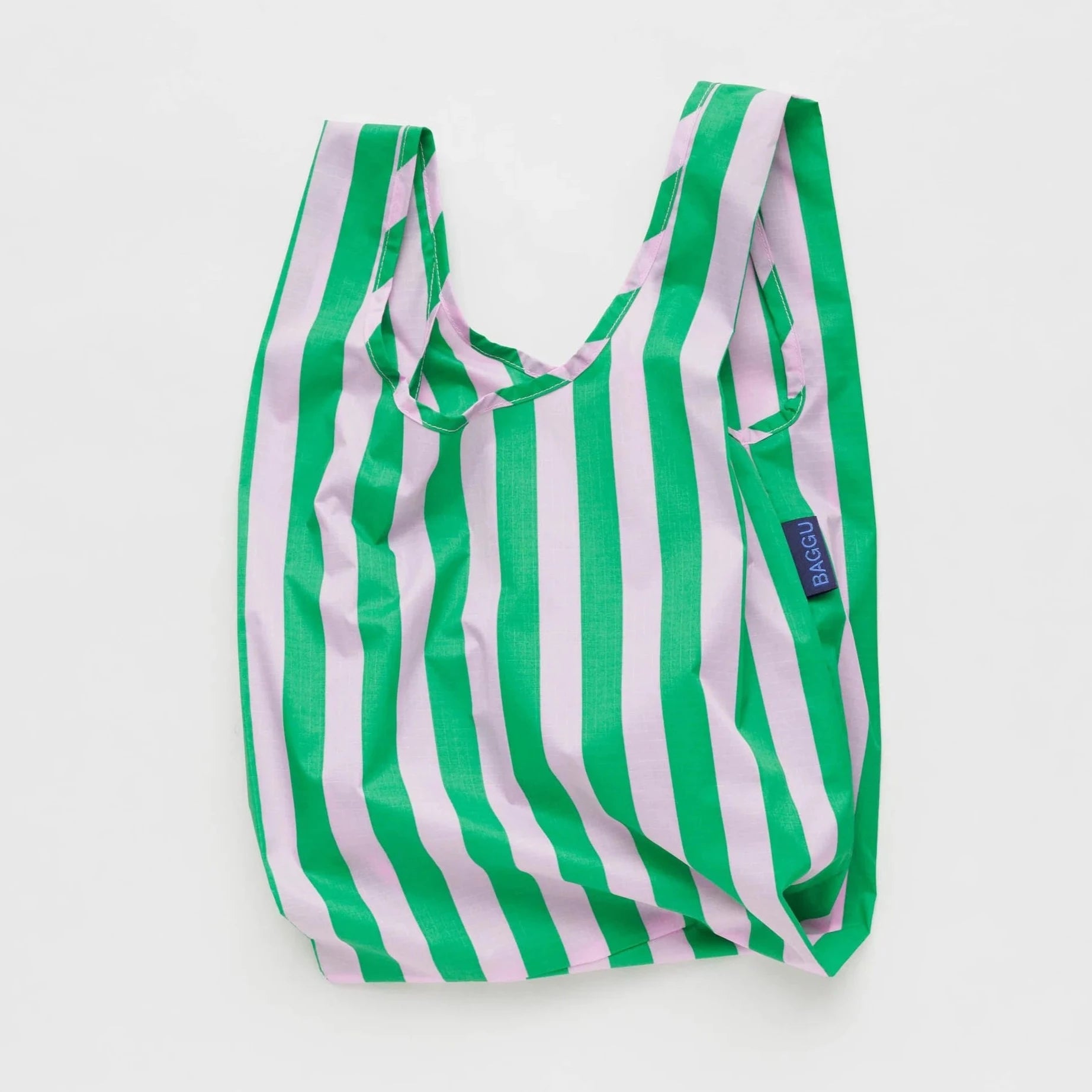 Satin white shoulder bag for office-Baby Baggu - Pink Green Awning Stripe