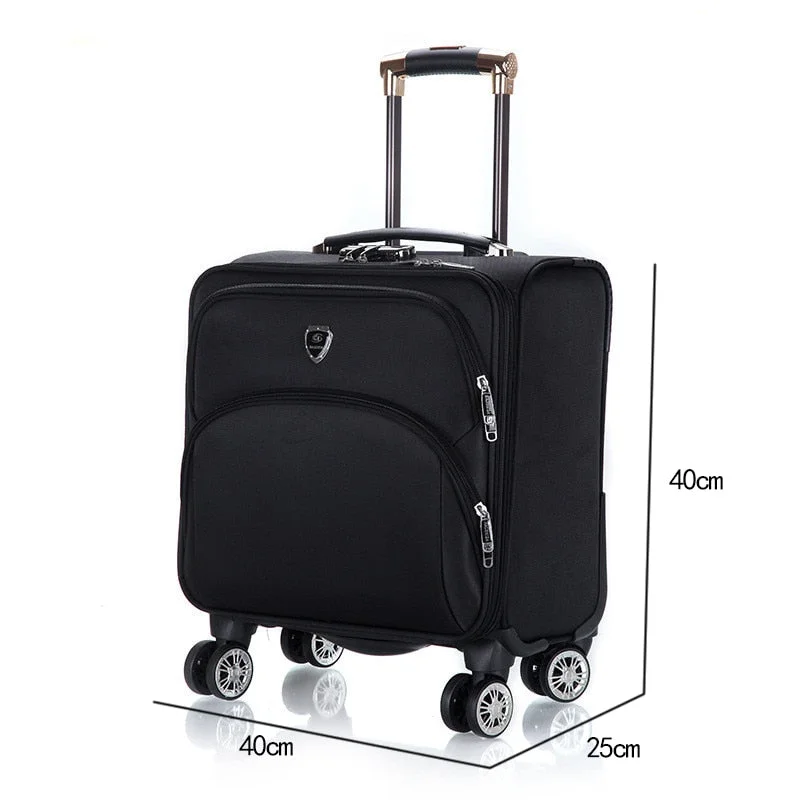 suitcase for top-tier flights -18 Inch Oxford Commercial Trolley Luggage High Quality Travel Suitcase Universal Wheel Aluminium