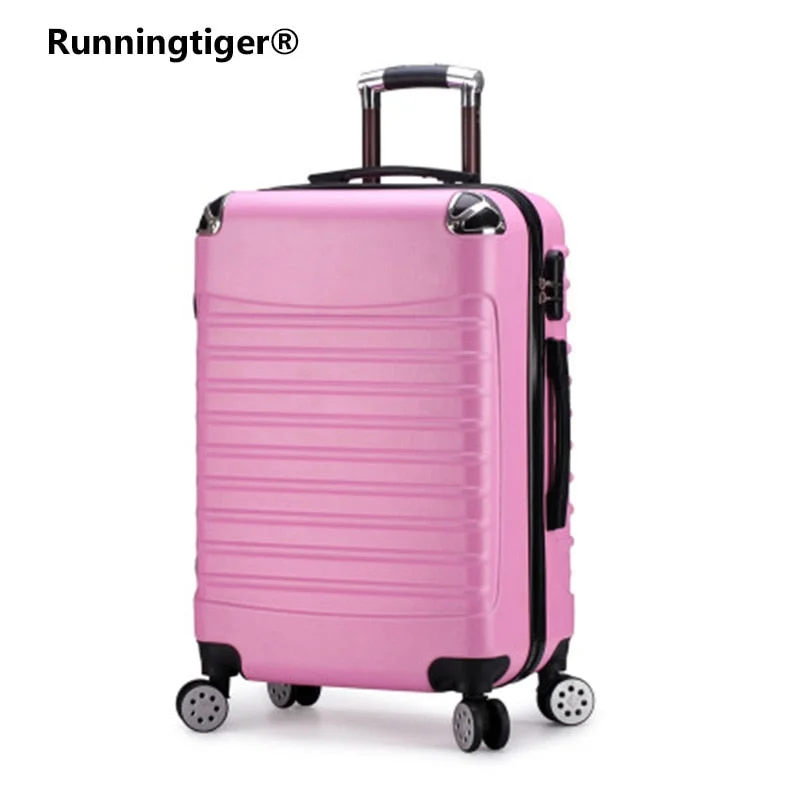 suitcase with multi-pockets -20/24 Inches Abs Girl Students Spinner Trolley Case Child Creative Travel Luggage Rolling