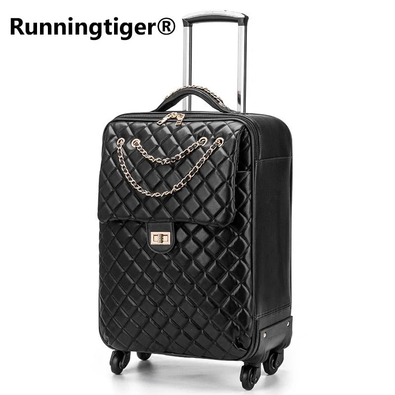 suitcase for warm weather trips -High Quality Luxury Noble Luggage 20/24 Inch Pu Rolling Luggage Spinner Brand Suitcase Pu